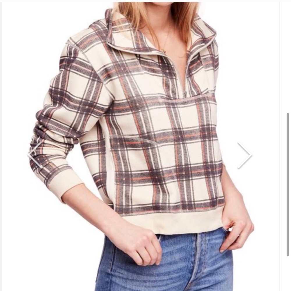 free people plaid sweatshirt